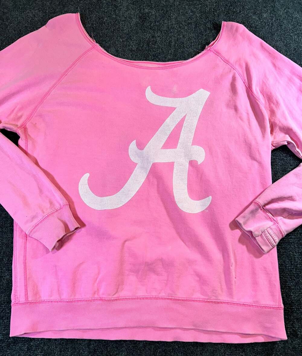 Pressbox University of Alabama Pink Off-The-Shoulder Sweatshirt Women's XL Thumb